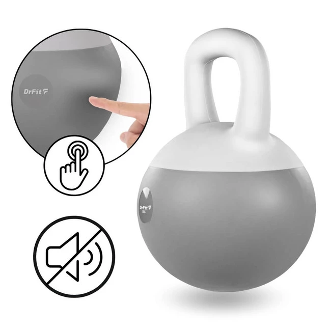 DrFit Kettlebell odważnik kulowy z piaskiem do ćwiczeń siłowych szary 16kg
