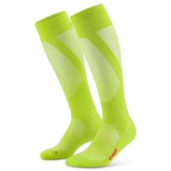 Damskie podkolanówki kompresyjne do biegania PRO Run Ultralight CEP limonkowe