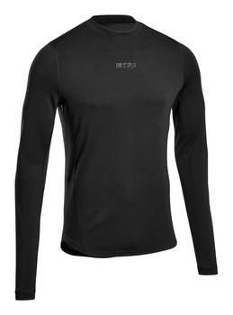 Męska koszulka sportowa z długim rękawem wełna merino CEP Cold Weather Merino czarna